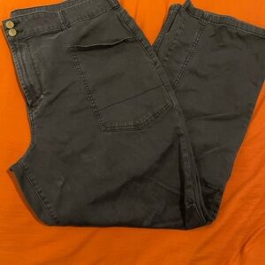 Pilcro Dark Grey Trousers with Button Accent